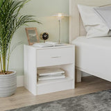 URBNLIVING 1 Drawer Compact Wooden Bedroom Bedside Cabinet Furniture Nightstand Side Table (White) URBNLIVING