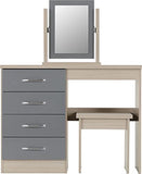 Seconique Nevada Dressing Table Set in Grey Gloss/Light Oak Effect Veneer Seconique