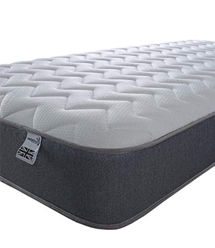 Starlight Beds Essentials Zig Zag Double Mattress with Springs and Memory Foam. 7.5 Inch Budget Mattress. Grey, Soft Firmness (135x190x19cm) Starlight Beds