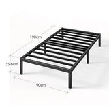 Zinus Elias Single Bed frame - Bed 90 x 190 cm - 36cm Height - Metal Bed frame with underbed storage and steel slat support - Black ZINUS