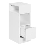 EUGAD 0179ZZ-2 Set of 2 Narrow Bedside Tables with 2 Open Shelves 1 Drawer, Narrow Small Bedside Cabinet in Bedroom, 25 x 66 x 30 cm, Space-Saving, Made of Wood Material, White EUGAD