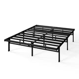 Zinus Justin Double Bed frame - Bed 135x190 cm - 36cm Height - Metal bed frame with Underbed storage and steel slat support - Black ZINUS