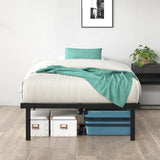 Zinus Caleb Single Bed frame - Bed 90x190 cm - 36cm Height - Metal bed frame with Underbed storage and steel slat support - Foldable bed - Black ZINUS