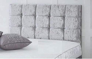 mm08enn Luxurious upholstered Crystal Diamante Crushed Velvet Headboard Available in 20" & 30" Height (2ft6 20" Height, Grey) mm08enn