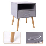 Joolihome Wood Bedside Table Set of 2 Cabinet Storage Nightstands 1 Drawer with Metal Handle, 42 x 42 x 56 cm (Grey, 2) Jooli H