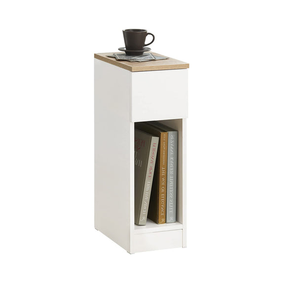 SoBuy FBT111-WN, Bedside Table Nightstand Side Table End Table Sofa Table Telephone Table Lamp Table with Drawer, White & Natural SoBuy