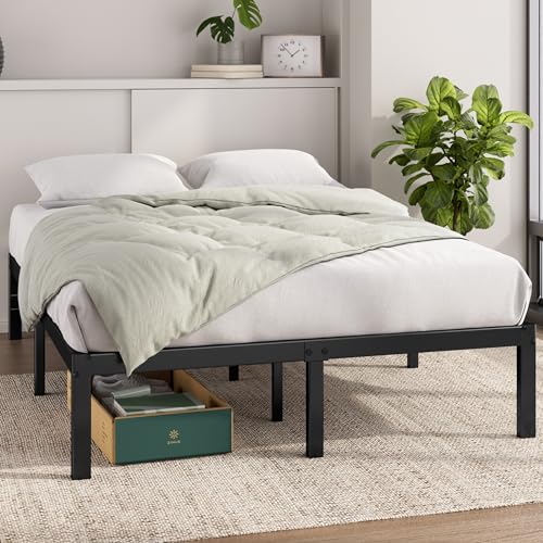 Zinus Elias Double Bed frame - Bed 135 x 190 cm - 36cm Height - Metal Bed frame with underbed storage and steel slat support - Black ZINUS