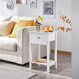 Yaheetech White Bedside Tables Set of 2PCs, Small Side Tables With Drawer, Wooden Nightstands Storage Unit with Shelf for Living Room & Bedroom, 30x40x61cm Yaheetech