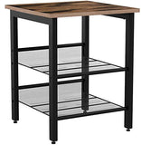 VASAGLE Side Table Set, Nightstand, Industrial Set of 2 Bedside Tables, with Adjustable Mesh Shelves, Living Room, Bedroom, Hallway, Office, Stable, Rustic Brown and Black LET24X VASAGLE