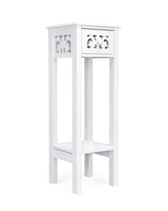woodluv Bedside Table, Side Table, Tall Telephone Table, Drawer Storage unit, End Table, for Bedroom, Living Room - White woodluv