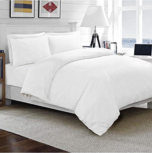 Sapphire Collection Luxury 100% Egyptian Cotton Duvet Quilt Cover & Pillowcase Bedding Set (White, Single) Sapphire Collection