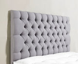 mm08enn Colchester 26" Tall Buttoned Headboard in Chenille Fabric 2FT6,3FT,4FT,4FT6,5FT,6FT (5ft King Size, Light Grey) mm08enn