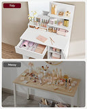 VASAGLE Dressing Table, Vanity Table with Mirror, 1 Drawer, 2 Shelves, Storage Cabinet, Makeup Organiser, White RDT119W01 VASAGLE