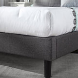 Zinus Dachelle King size Bed frame - Bed 150x200 cm - 35 cm Height - Upholstered Platform Bed frame with Wood slat support - Dark Grey ZINUS