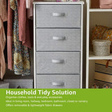 Amazon Basics Fabric 4-Drawer Storage Organiser Unit with Durable Steel Frame and Removable Drawers, White Amazon Basics