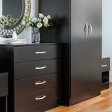 Vida Designs Riano 4 Piece Bedroom furniture Set, 2 x 1 Drawer Bedside cabinets, 4 Drawer Chest of Drawer & 2 Door Wardrobe (Black) Vida Designs