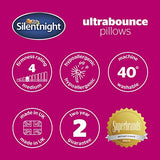 Silentnight Ultrabounce Pillows 2 Pack – Soft Medium Support Comfortable Bouncy Pillows for Stomach, Back and Side Sleepers – Machine Washable and Hypoallergenic Bed Pillows – Pack of 2 Silentnight