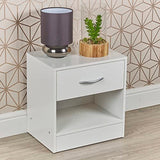 URBNLIVING 1 Drawer Compact Wooden Bedroom Bedside Cabinet Furniture Nightstand Side Table (White) URBNLIVING