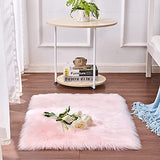 Cumay Super Soft Fluffy Faux Sheepskin Bedside Rugs, Shaggy Silky Plush Carpet For Bedrooms Rugs Living Room Kids Rooms Decor(23.6 x 35.4 inch, Pink) Cumay