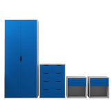 AFN Home Delvito 4 Piece Bedroom Furniture Set - Includes Wardrobe, 5 Drawer Chest, Bedside Cabinet (Blue on White) AFN Home