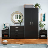 Vida Designs Riano 4 Piece Bedroom furniture Set, 2 x 1 Drawer Bedside cabinets, 4 Drawer Chest of Drawer & 2 Door Wardrobe (Black) Vida Designs