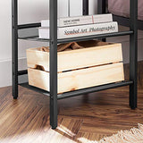 VASAGLE Side Table Set, Nightstand, Industrial Set of 2 Bedside Tables, with Adjustable Mesh Shelves, Living Room, Bedroom, Hallway, Office, Stable, Rustic Brown and Black LET24X VASAGLE