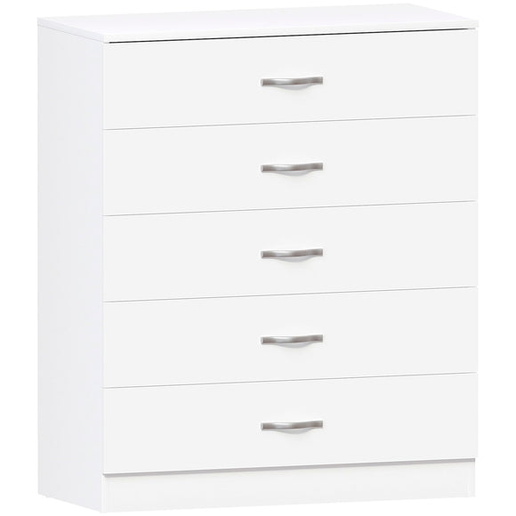 Vida Designs White Chest of Drawers, 5 Drawer With Metal Handles and Runners, Unique Anti-Bowing Drawer Support, Riano Bedroom Furniture Vida Designs