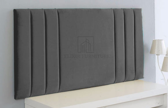 Rio 3 Headboard Divan Bed Bedroom Decor Hotel Furniture Plush Velvet Fabric (Grey, 3ft Single) Elixir Furniture