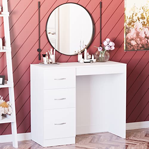Vida Designs 3 Drawer Dressing Table Makeup Desk Riano Bedroom Furniture (White) Vida Designs