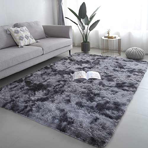 lekeplus Rugs Living Room Large Rugs Bedroom Anti Skid Rug Shaggy Soft Rug for Living Room Bedroom Play Area Kids Room Luxury Decorative(Dark grey, 120x160cm) lekeplus