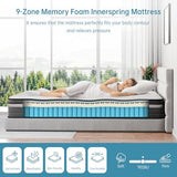 TeQsli Gel Individually Pocket Sprung King Mattress 5FT with Soft Fabric, 10 Inch Hybrid Mattress King for Pressure & Back Pain Relief, Medium Firm Mattress in a Box-150x200x25cm TeQsli