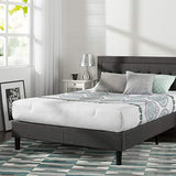 Zinus Dachelle King size Bed frame - Bed 150x200 cm - 35 cm Height - Upholstered Platform Bed frame with Wood slat support - Dark Grey ZINUS