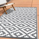 Green Decore Reversible Recycled Plastic Outdoor Rug | Perfect for Garden, Patio, Picnic, Decking | Stain And Water Resistant | Nirvana Grey/White 120x180 cm Green Decore