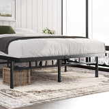 Zinus Justin Double Bed frame - Bed 135x190 cm - 36cm Height - Metal bed frame with Underbed storage and steel slat support - Black ZINUS