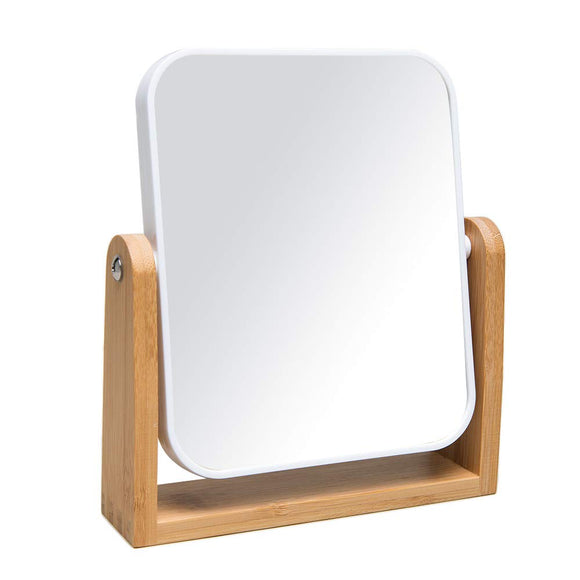 YEAKE Vanity Makeup Mirror with Natural Bamboo Stand,8 Inch 1X/3X Magnification Double Sided 360 Degree Swivel Magnifying Mirror,Portable Table Desk Countertop Mirror Bathroom Shaving Make Up Mirror YEAKE