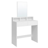VASAGLE Dressing Table with Large Rectangular Mirror, Vanity Table with 2 Drawers and 3 Open Compartments, Vanity Table, Modern Style, White RDT113W01 VASAGLE