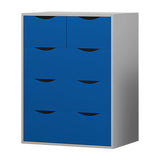 AFN Home Delvito 4 Piece Bedroom Furniture Set - Includes Wardrobe, 5 Drawer Chest, Bedside Cabinet (Blue on White) AFN Home