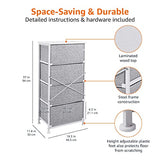 Amazon Basics Fabric 4-Drawer Storage Organiser Unit with Durable Steel Frame and Removable Drawers, White Amazon Basics
