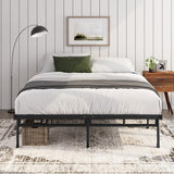 Zinus Justin Double Bed frame - Bed 135x190 cm - 36cm Height - Metal bed frame with Underbed storage and steel slat support - Black ZINUS