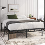 Zinus Justin Double Bed frame - Bed 135x190 cm - 36cm Height - Metal bed frame with Underbed storage and steel slat support - Black ZINUS