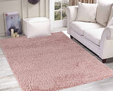 Serdim Rugs Living Room Shaggy Area Rugs, Polypropylene, Baby Pink, 120x170cm(4'x5'6) Serdim Rugs