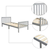 Panana Single Bed Solid Wood Bed Frame 3ft White Wooden For Adults, Kids, Teenagers (Grey) Panana