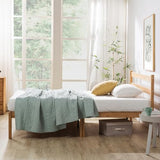 Zinus Ellie Double Bed frame - Bed 135x190 cm -35 cm Height with Underbed storage - Bamboo and Wood Platform Bed frame with Headboard - Brown ZINUS