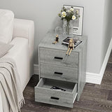 URBNLIVING 3 Drawer Wooden Bedroom Bedside Cabinet (Ash Grey Oak Carcass + Ash Grey Oak Drawers) URBNLIVING