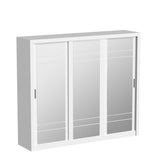Arthauss Modern Bedroom Mirrored Sliding Door Wardrobe ARTI 2 in White Matt 250cm - Flat Pack Mirrored Wardrobe with Hanging Rails and Spacious Drawers - Ideal for Compact Spaces Arthauss