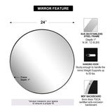 ANDY STAR Round Bathroom Mirror, 24’’ Polished Chrome Round Bathroom Mirrors in Stainless Steel Metal Frame 1" Deep Set Design ANDY STAR
