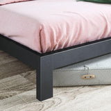 Zinus Arnav Double Bed frame - Bed 135x190 cm - 26 cm Height with Underbed storage - Metal Bed frame with Wood slat support - Black ZINUS