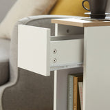 SoBuy FBT111-WN, Bedside Table Nightstand Side Table End Table Sofa Table Telephone Table Lamp Table with Drawer, White & Natural SoBuy