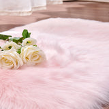 Cumay Super Soft Fluffy Faux Sheepskin Bedside Rugs, Shaggy Silky Plush Carpet For Bedrooms Rugs Living Room Kids Rooms Decor(23.6 x 35.4 inch, Pink) Cumay