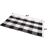 SEEKSEE 100% Cotton Buffalo Plaid Rug 24 x 36 Inches Black and White Rug Buffalo Plaid Doormat Washable Hand-Woven Indoor or Outdoor Rugs for Layered Front Door Mats, Porch, Farmhouse, Entryway SEEKSEE
